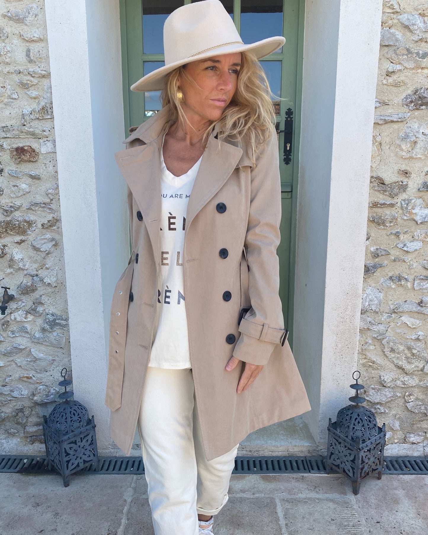Trench Coat court Beige