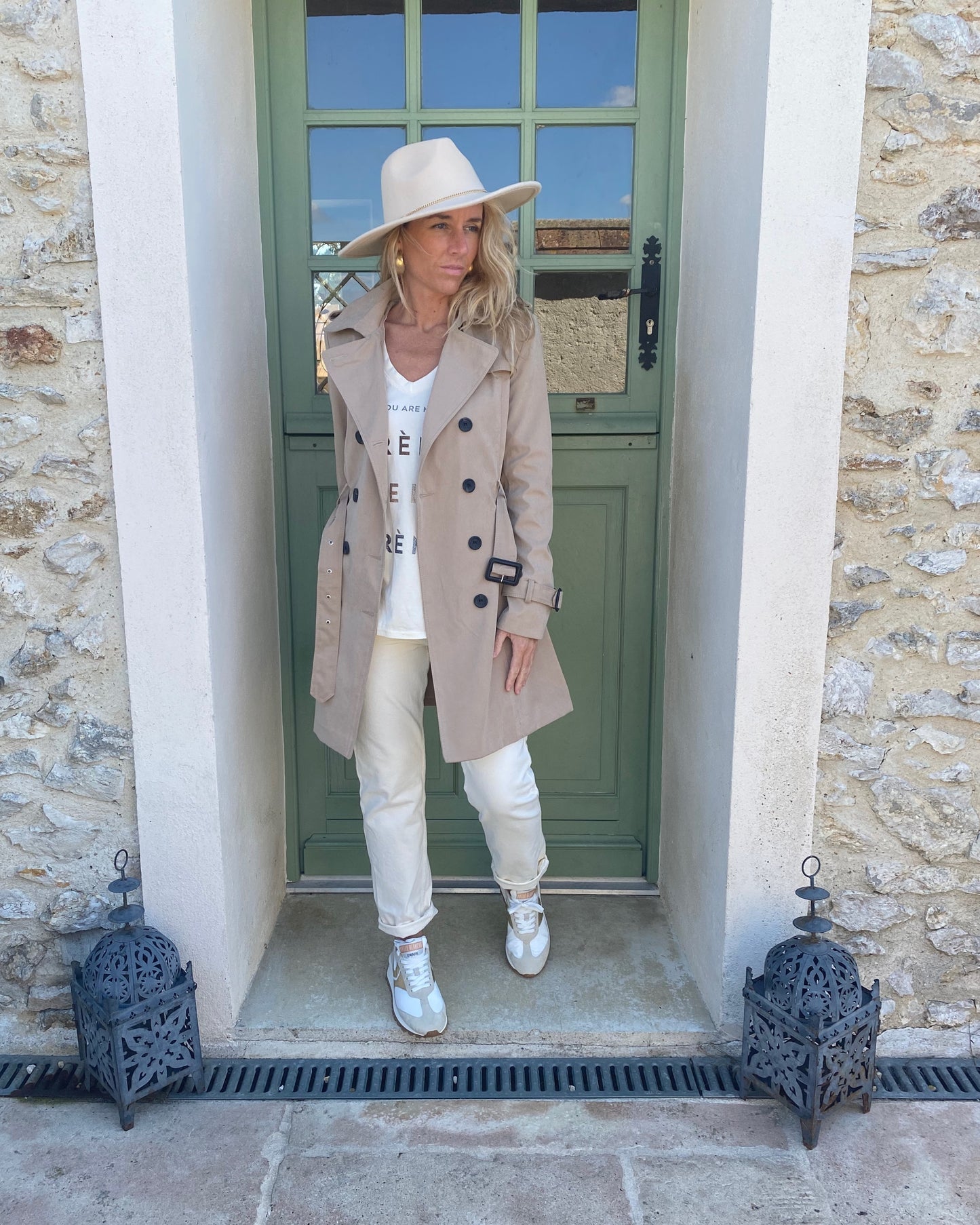 Trench Coat court Beige