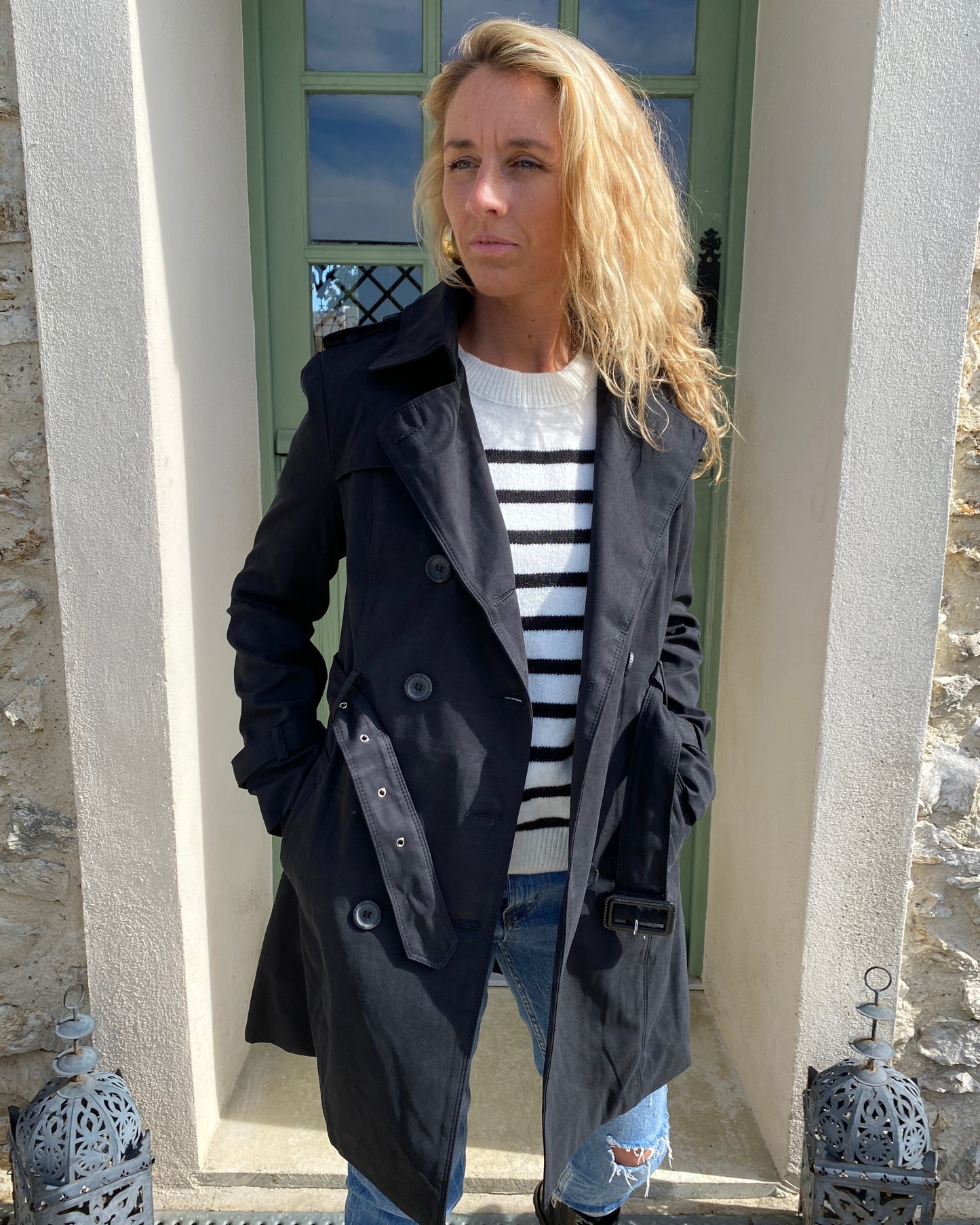 Trench Coat Court Noir
