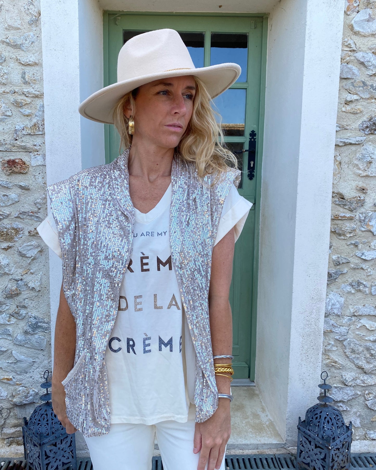 Veste Sequins Argent