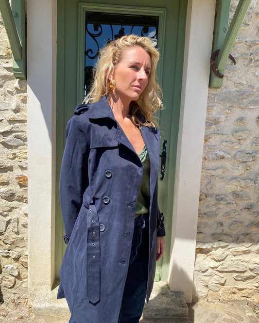 Trench Coat court Bleu marine