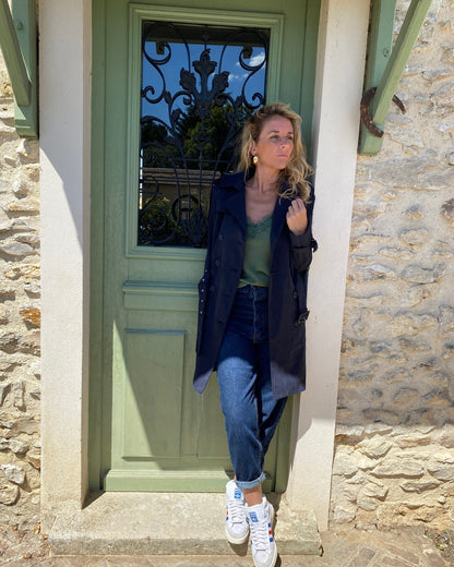 Trench Coat court Bleu marine